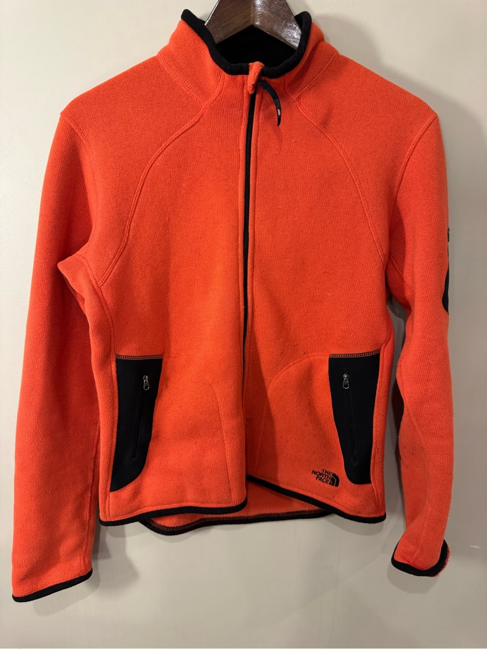 The North Face Women's Orange Fleece Utility Jacket with Black Trim - Picture 3 of 6